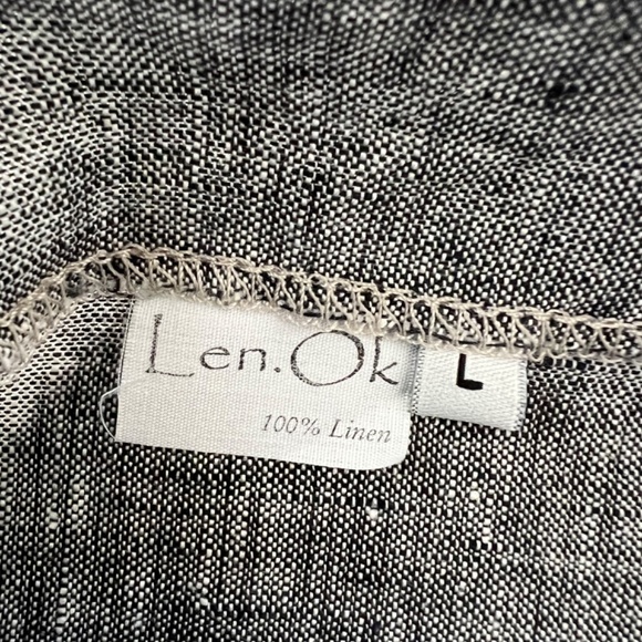 LEN OK LENOK 100% Linen Short Full Strappy Dress in Heather Charcoal - EUC! - L - Picture 6 of 9